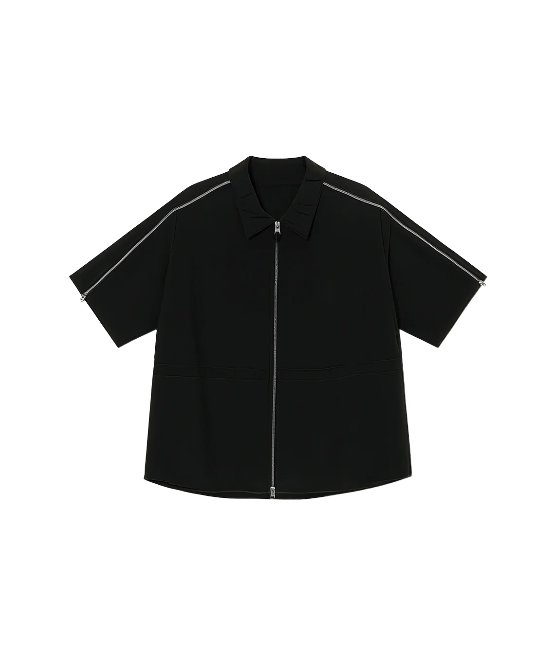 Black jacket with white accents on a white background
