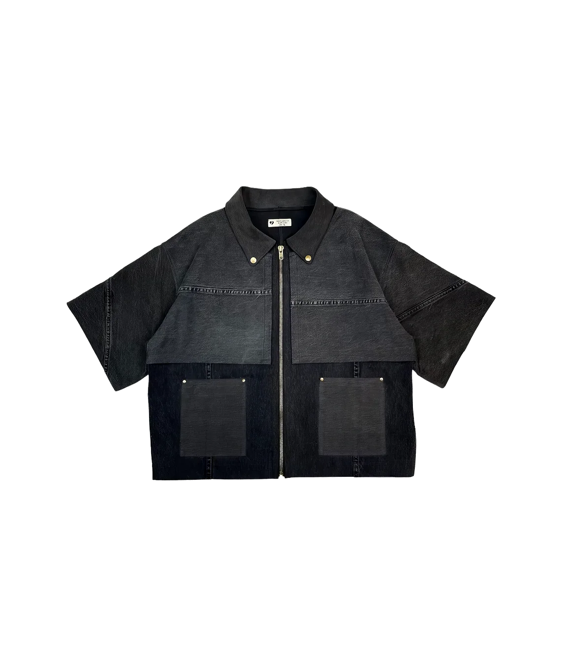 Black jacket with a zipper on a white background