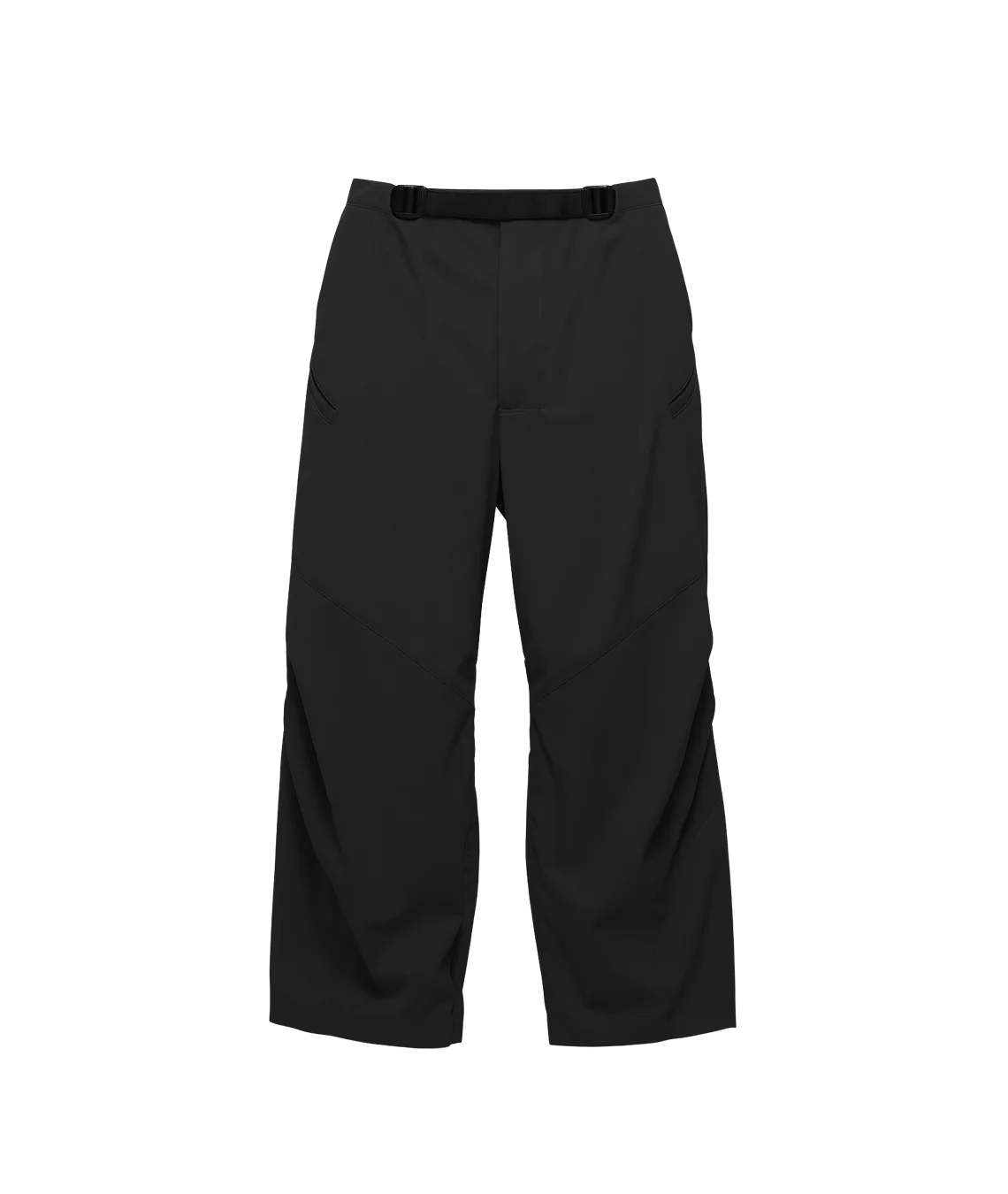 Black snow pants on a white background