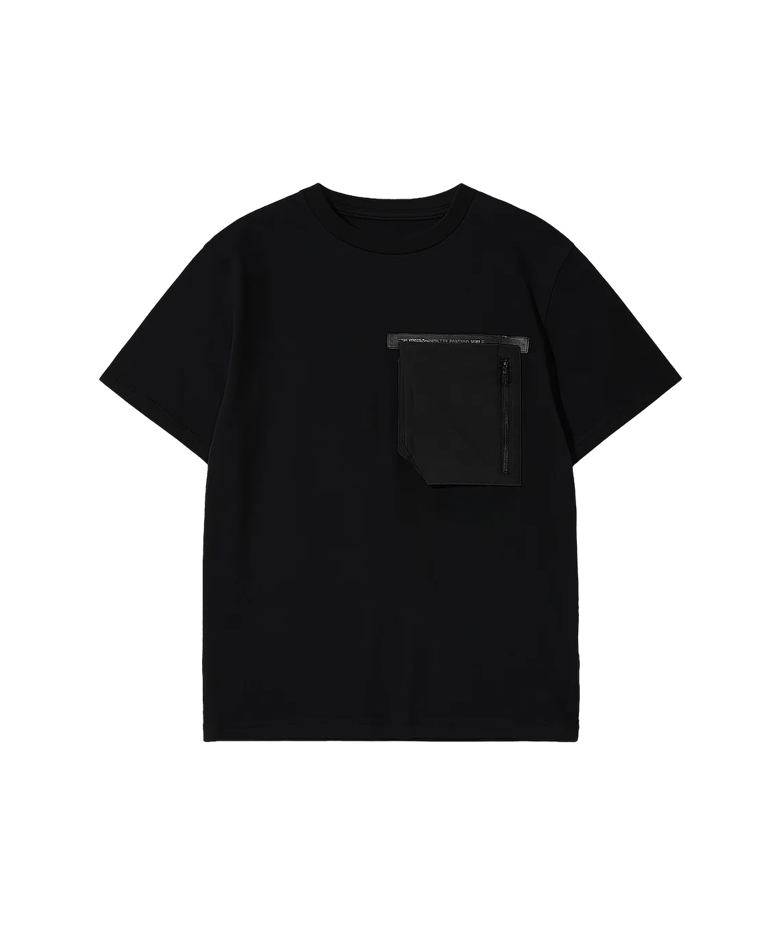Black t-shirt with a pocket on a white background