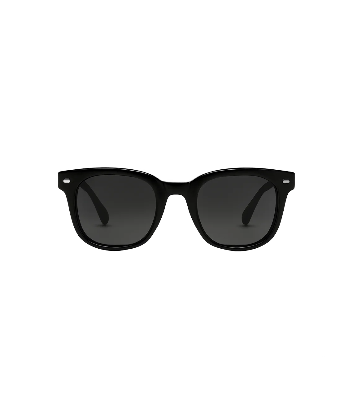 Black square sunglasses with dark lenses, shown from the front on a plain white background.