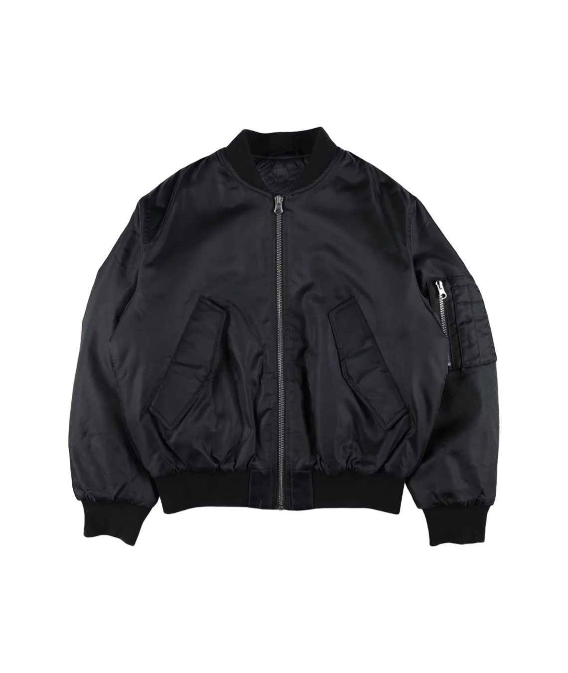 Black bomber jacket on a transparent background