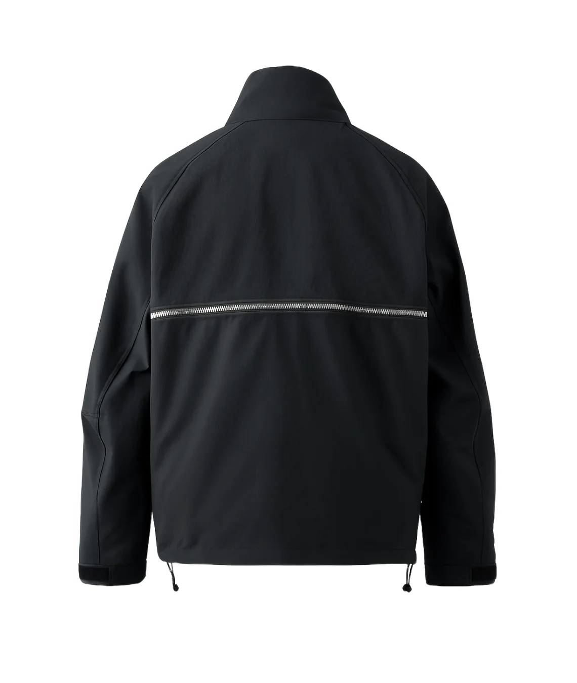 Black jacket with reflective stripe on a white background